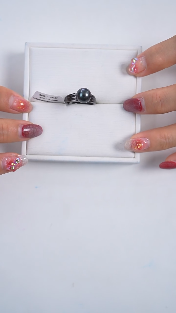 【闪购商品】海水珍珠戒圈银S925镶嵌9-10mm大溪地戒指