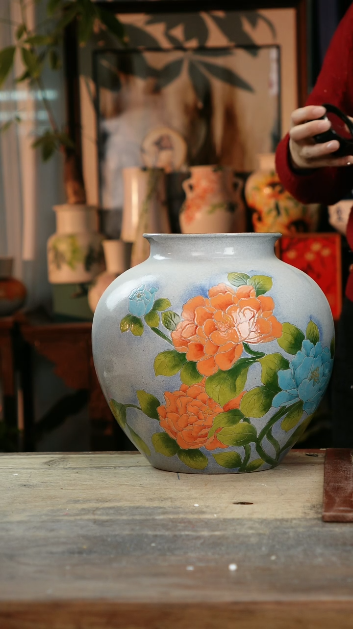 【闪购商品】瓷片景德镇纯手工釉下彩精品花瓶