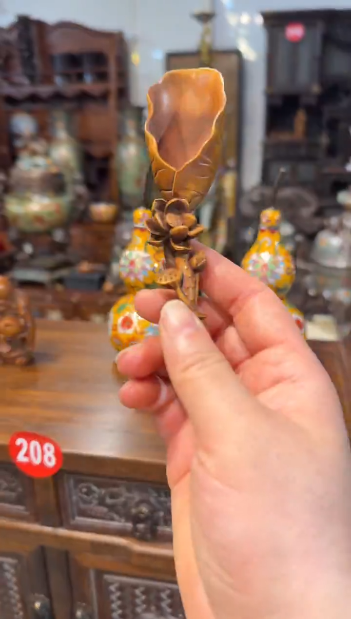 木木头款黄杨木莲花茶勺80..88888