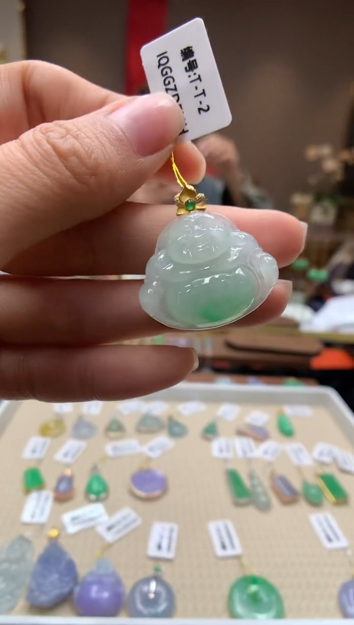 【闪购商品】翡翠颈饰18K金镶嵌佛公