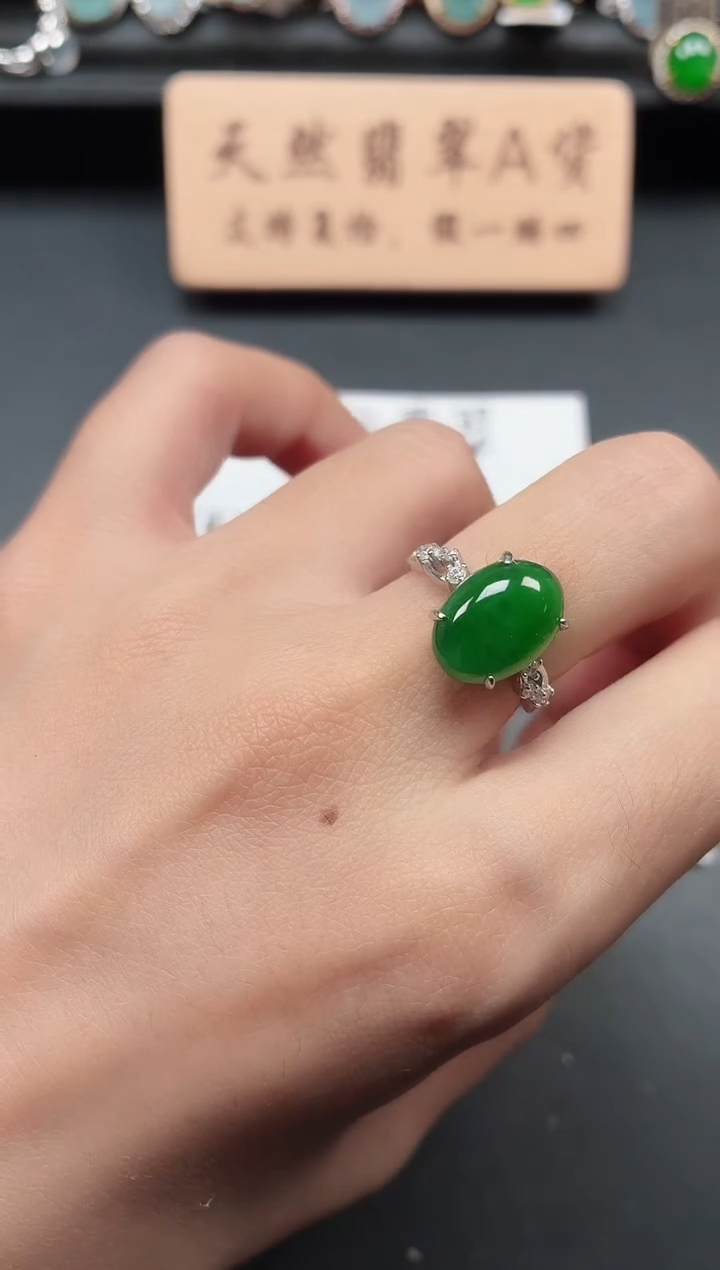 银S925镶嵌戒指翡翠11