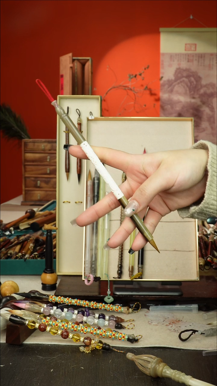 205号闪孤品高货毛笔链接 清水试笔 蘸墨不退