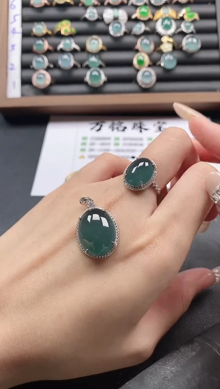 银S925镶嵌戒指翡翠51511