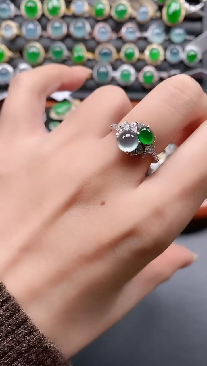 银S925镶嵌戒指翡翠111