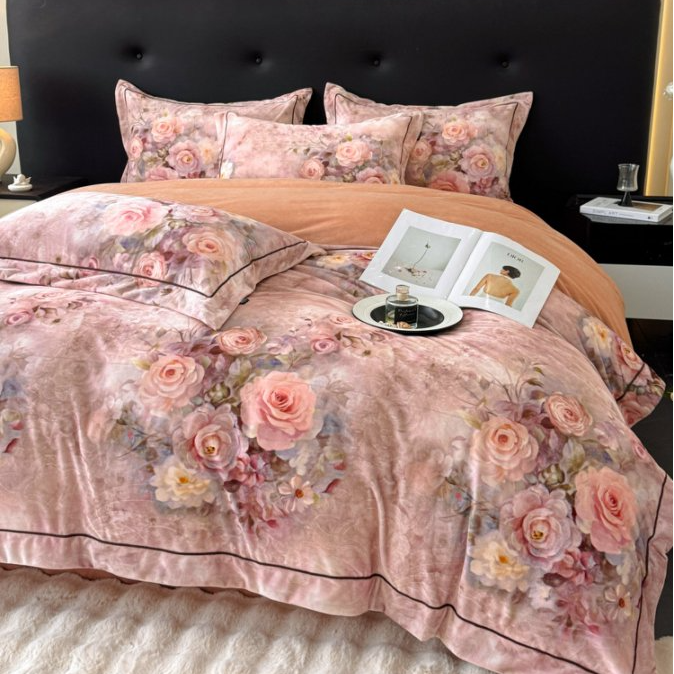 【专享】CC柔软冬加厚被套超细旦陶瓷绒四件套zb花颜7