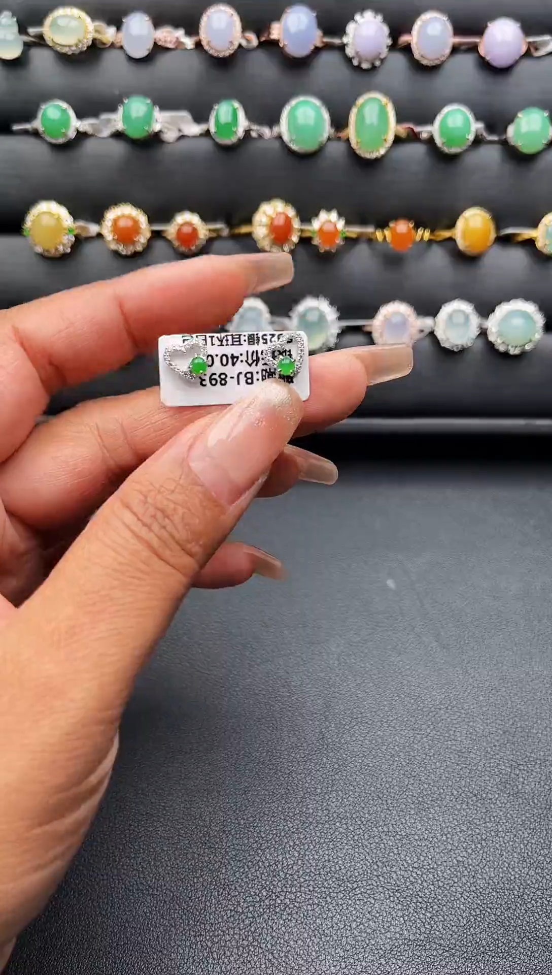 【闪购商品】翡翠耳饰银S925镶嵌缅甸天然A货翡翠S925银镶嵌