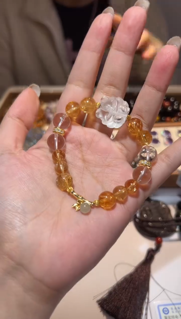 【闪购商品】水晶手链未镶嵌黄水晶diy白水晶狐狸