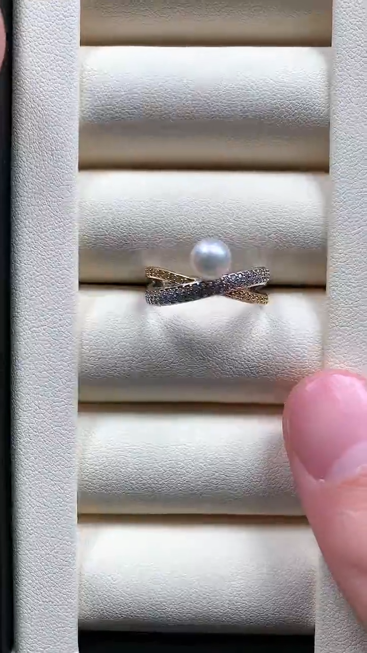 【闪购商品】海水珍珠戒指银S925镶嵌分色电镀工艺珍珠戒指