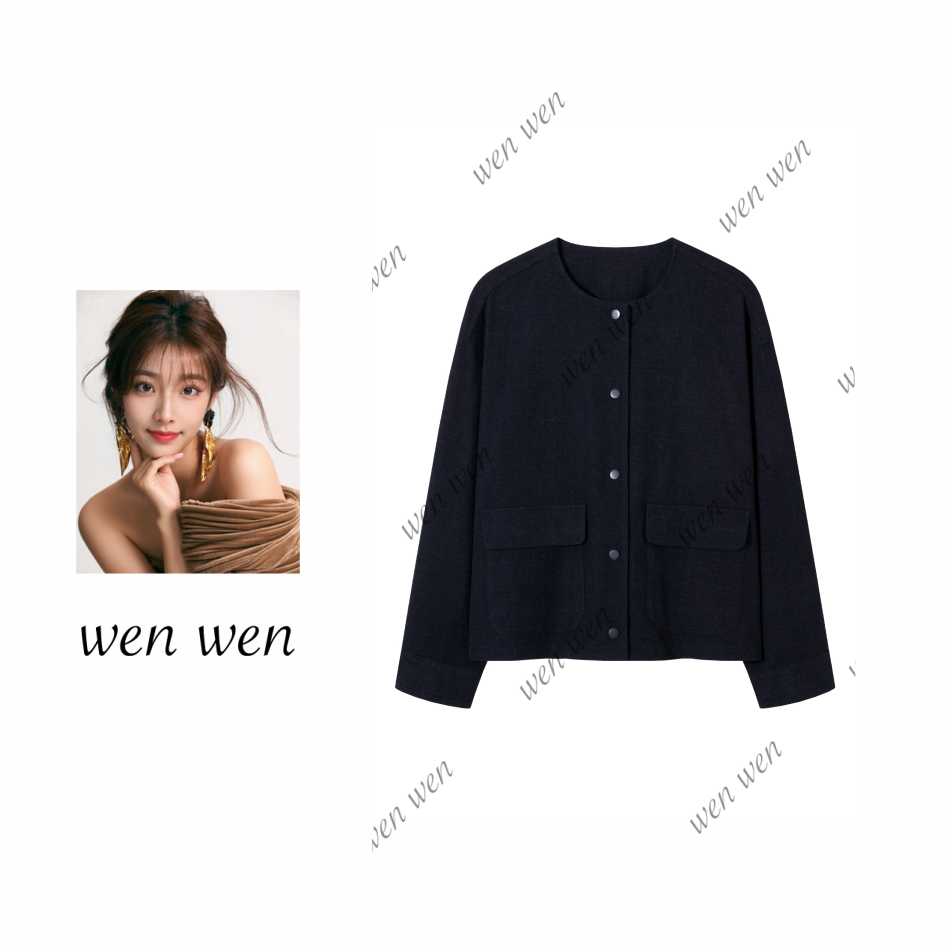 【文WENWEN】258096-小禾 秋季新款仿牛仔羊毛斜纹夹克