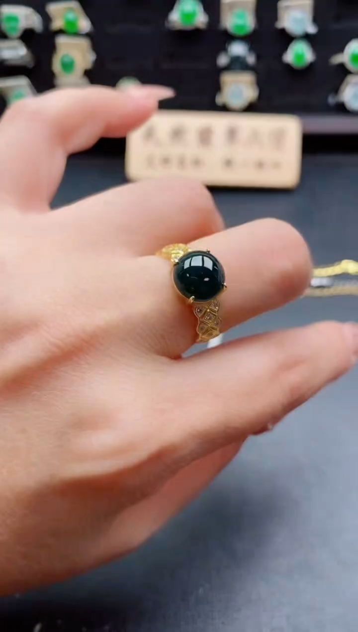 银S925镶嵌戒指翡翠1