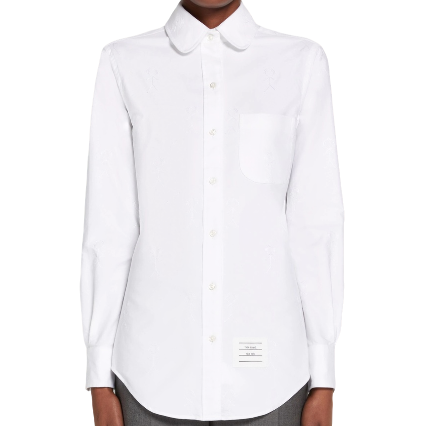 未使用 THOMBROWNE 小人图案长袖衬衫 白色/36
