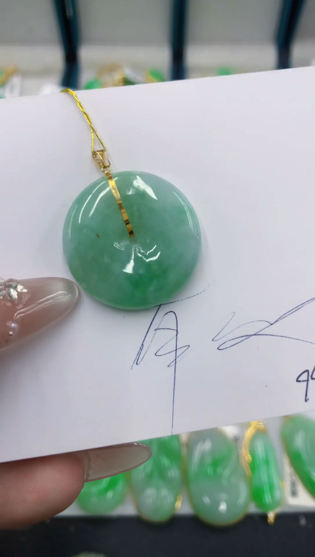 颈饰18K金镶嵌翡翠仙****回111111