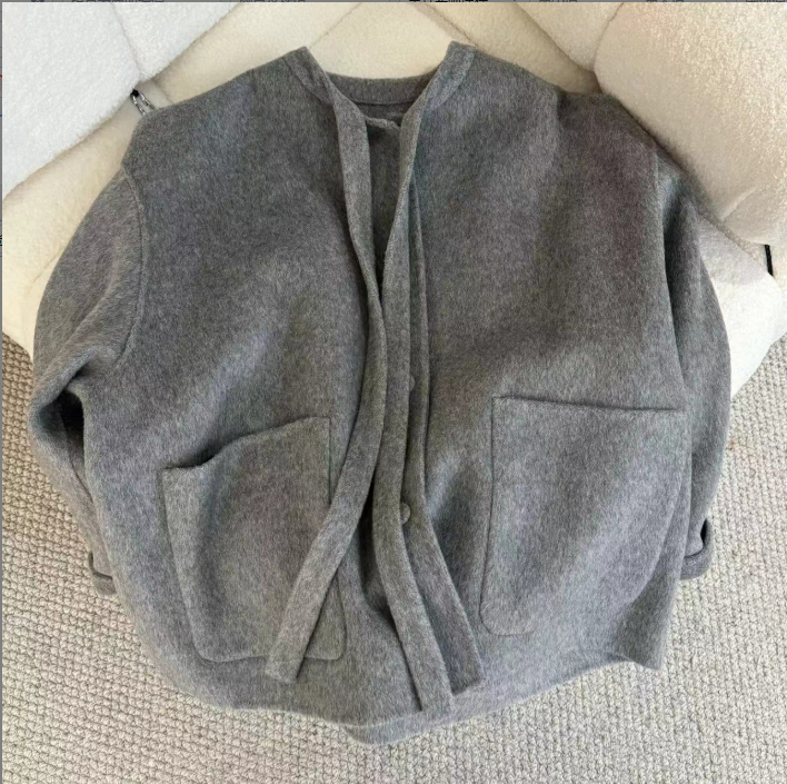 【晚夜精灵】秋冬新款法式时尚100绵羊毛毛呢外套0914-40018