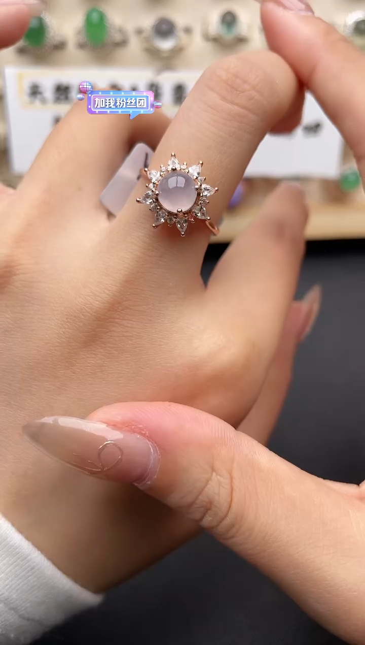 【闪购商品】翡翠戒指银S925镶嵌一物一证一礼盒