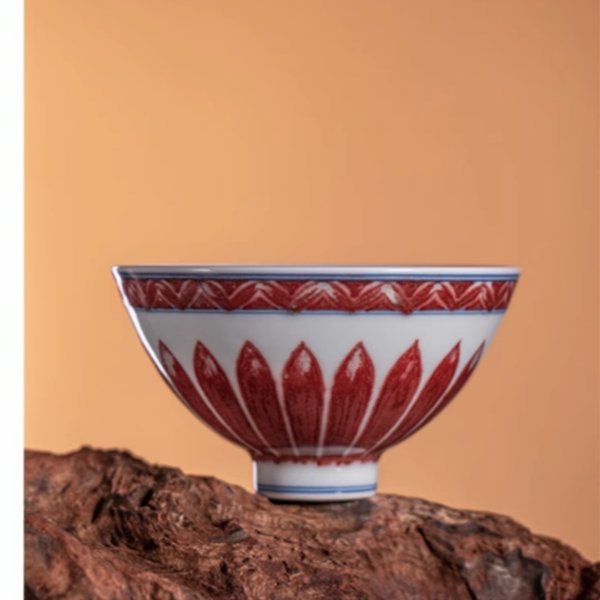 【小乔赏瓷】古窑十大名杯-釉里红菊瓣鸡心杯