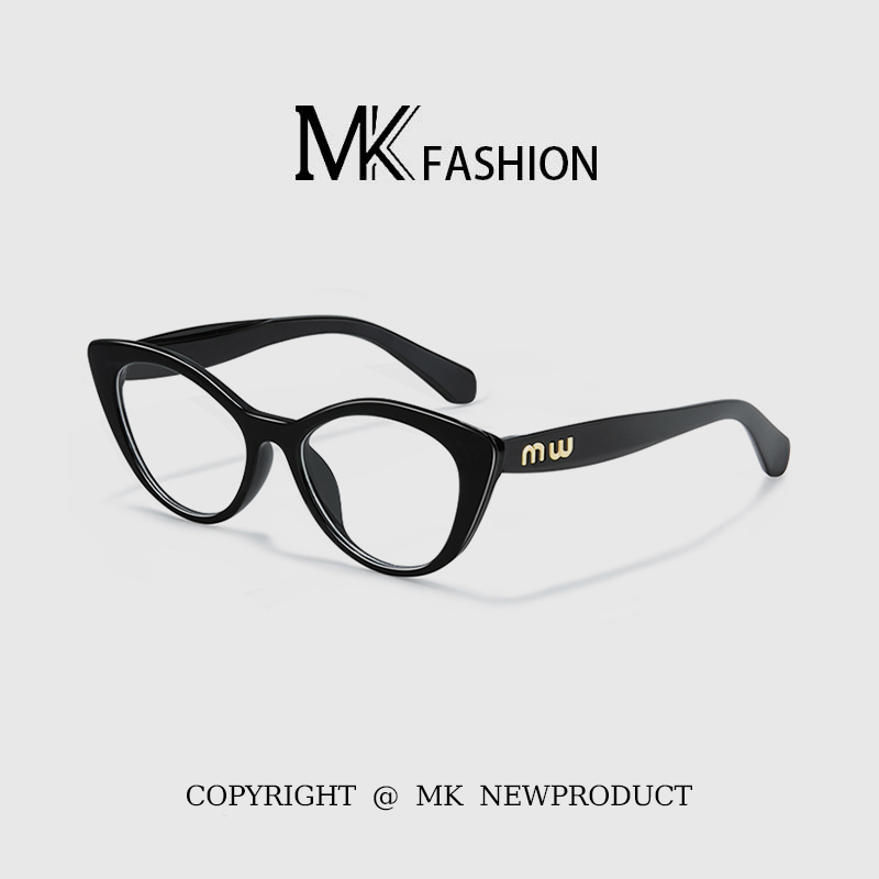 MK/明库美式猫眼眼镜框女辣妹凹造型素颜网红黑色大框眼镜配近视