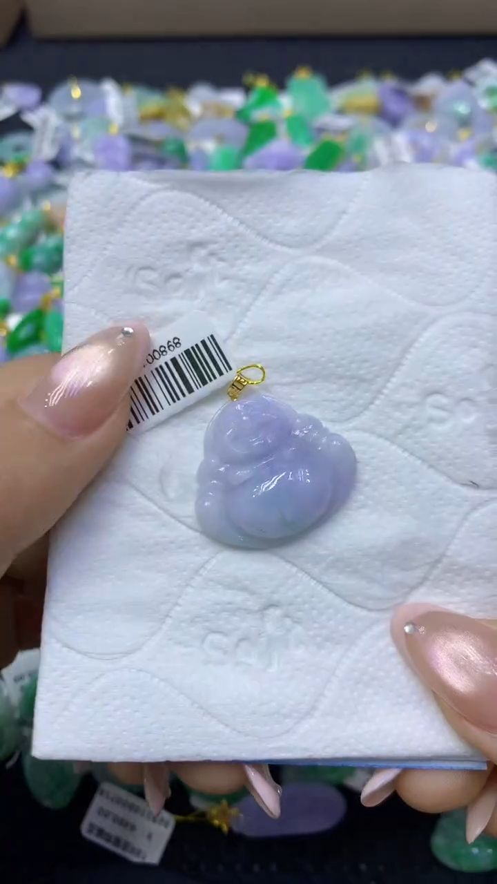 颈饰18K金镶嵌翡翠天然缅甸翡翠A货