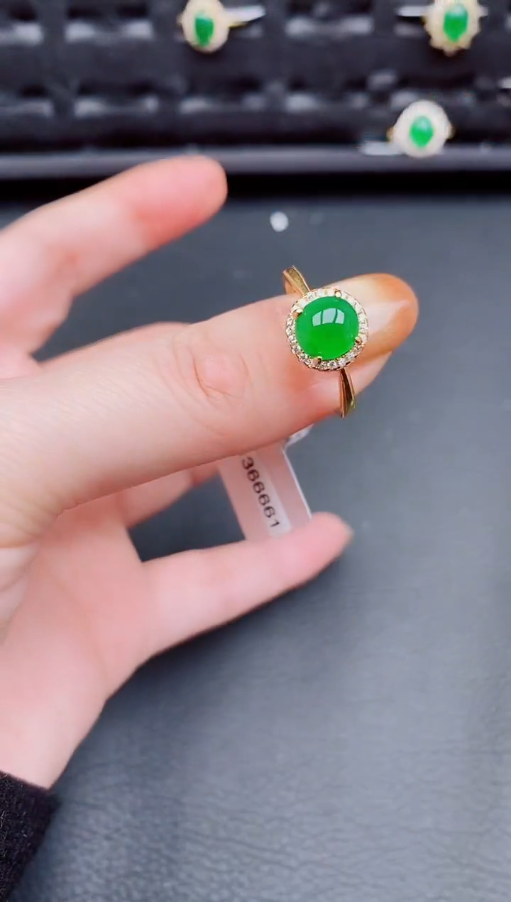 【闪购商品】翡翠戒指银S925镶嵌天然a货翡翠271