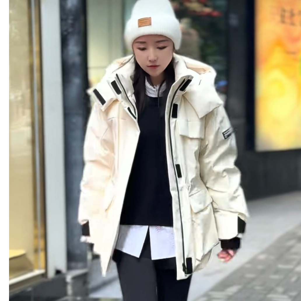 MASIENDI/玛丝恩迪中长款冬季宽松防风女款外套连帽保暖百搭加厚