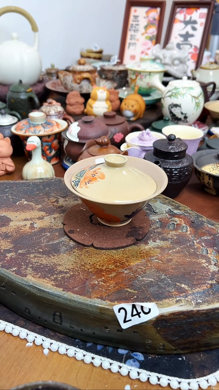 【 茶瓷物语】手绘草木灰盖碗