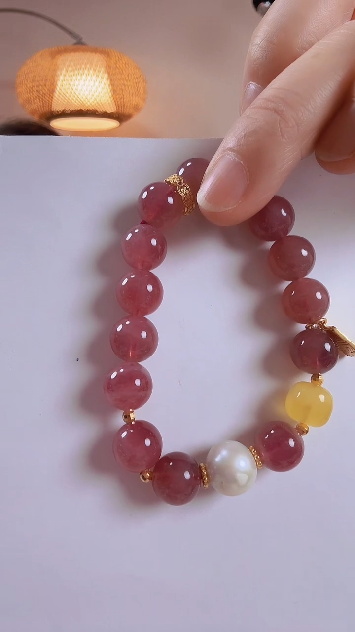 【闪购商品】芙蓉石手链未镶嵌粉水晶手串