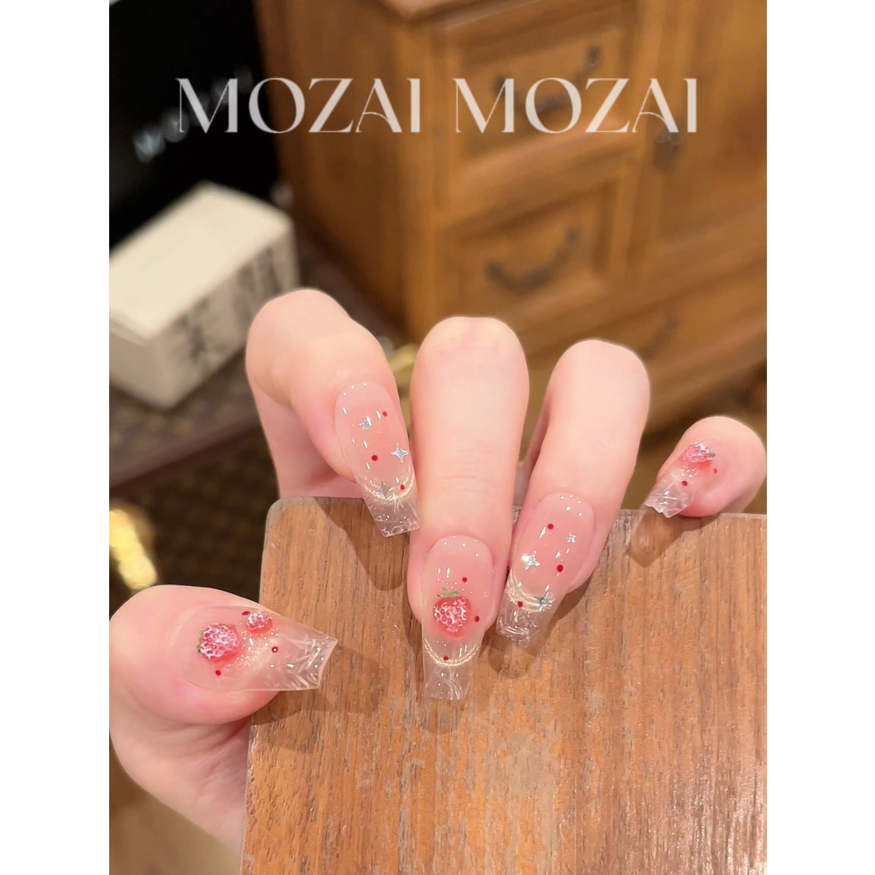 茉哉I【琉璃甜莓】纯手工定制美甲拆卸穿戴甲T0817