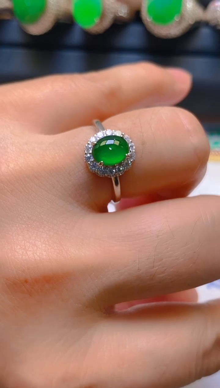 【闪购商品】翡翠耳饰银S925镶嵌天然A货翡翠1