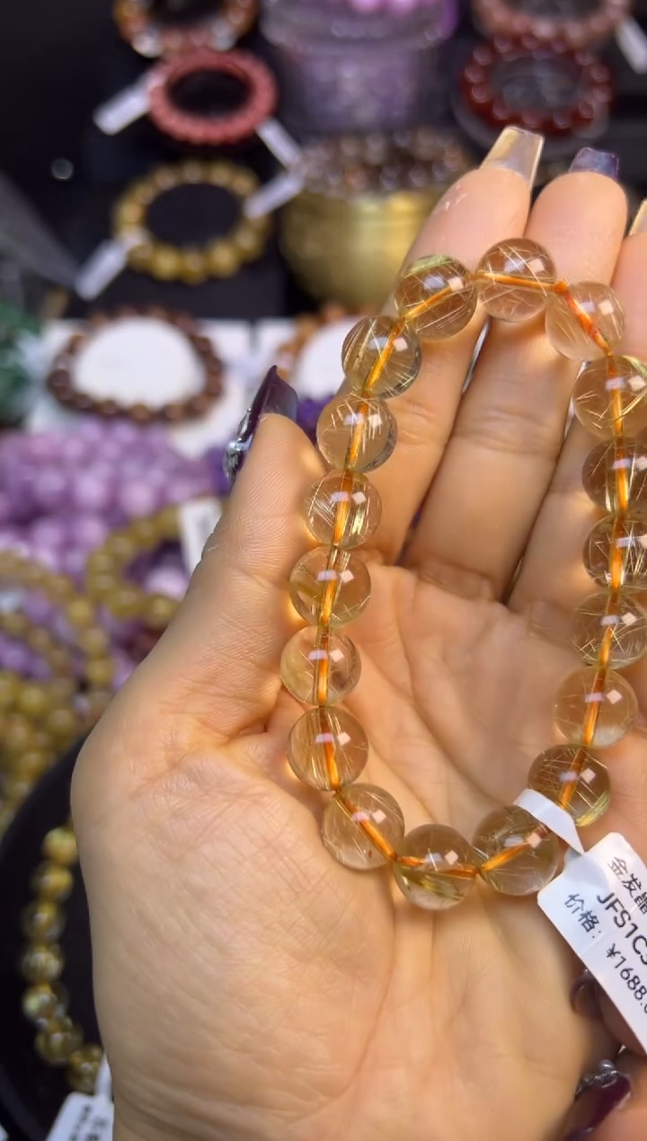 未镶嵌手串水晶金发晶11mm+