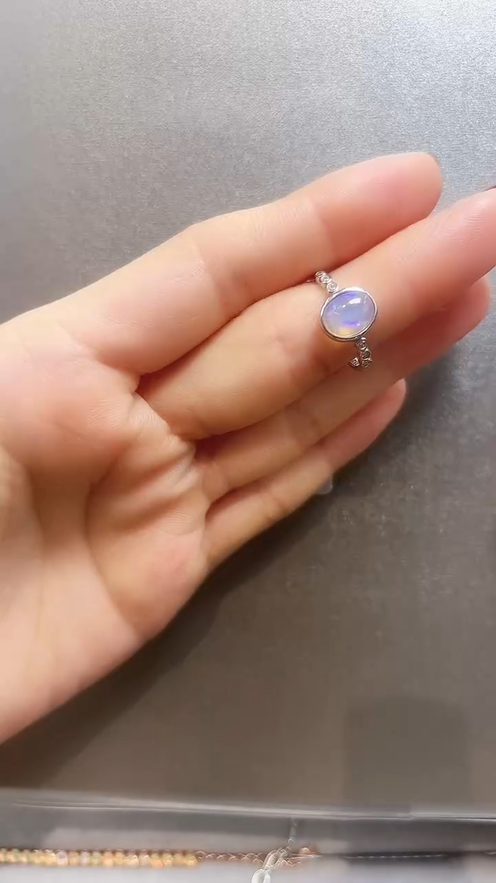 【闪购商品】欧泊戒指银S925镶嵌09天然宝石