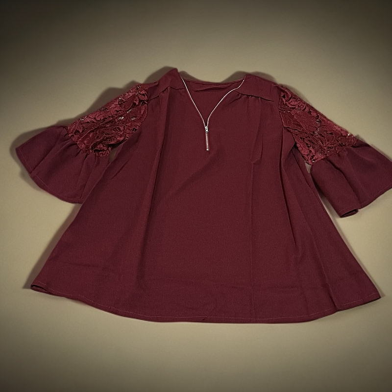 1309深枣红拉链外贸尾货小衫