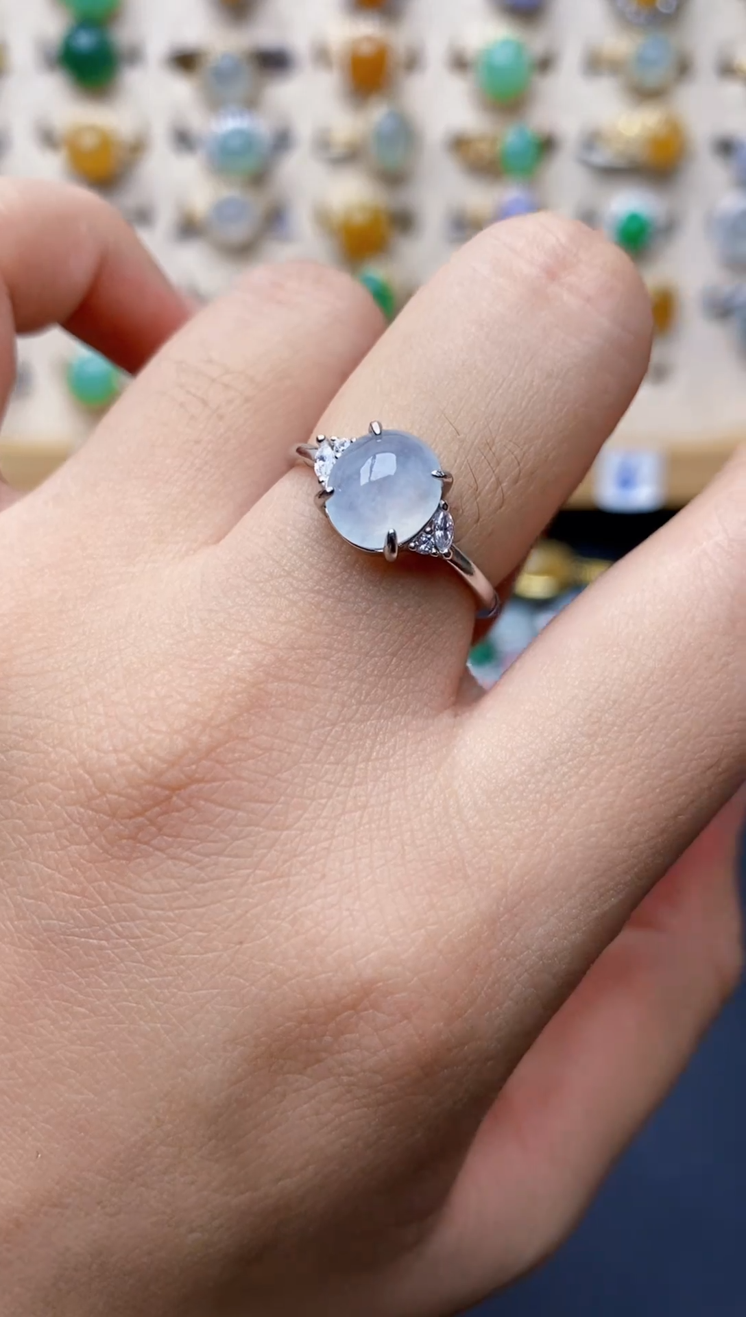 银S925镶嵌戒指翡翠8585