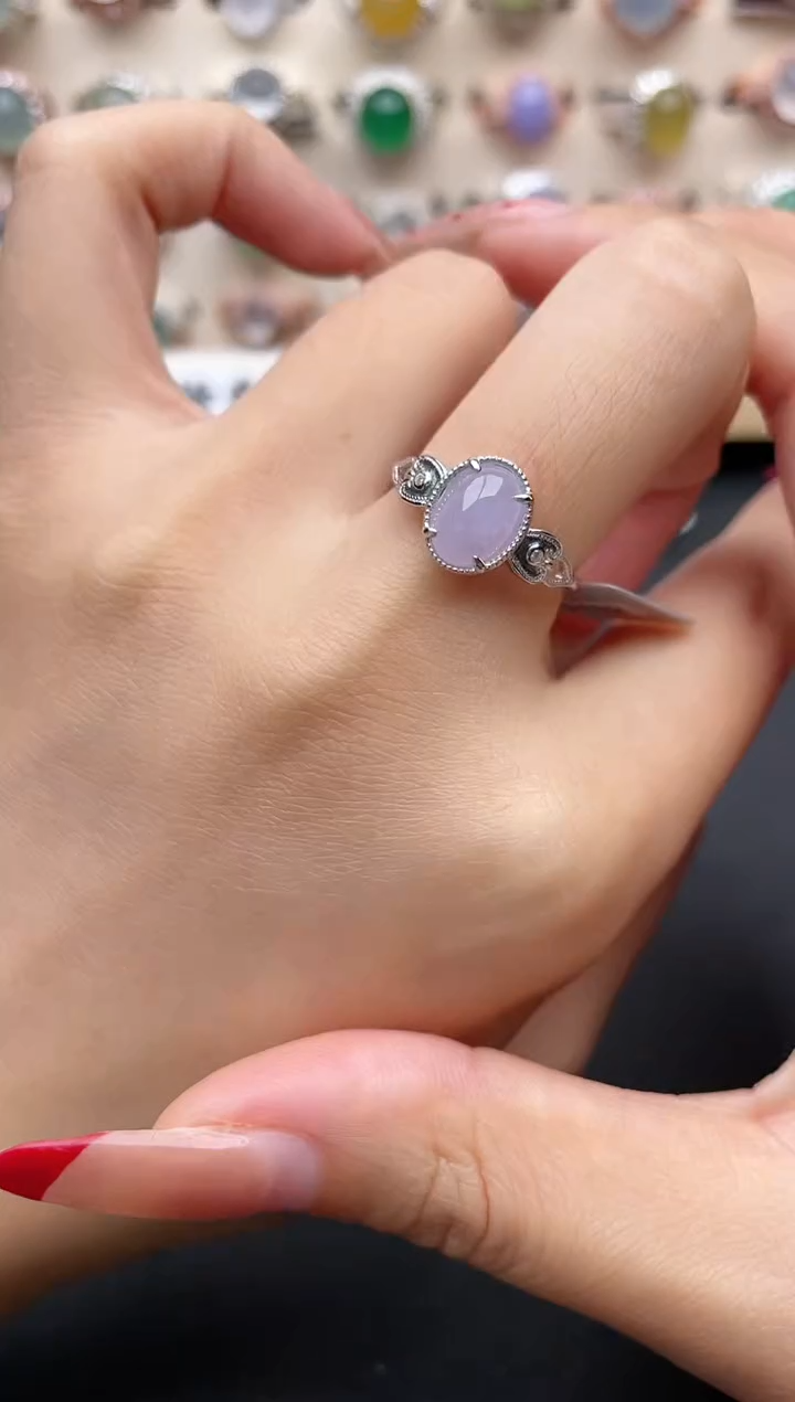 【闪购商品】翡翠戒指银S925镶嵌一物一证一礼盒