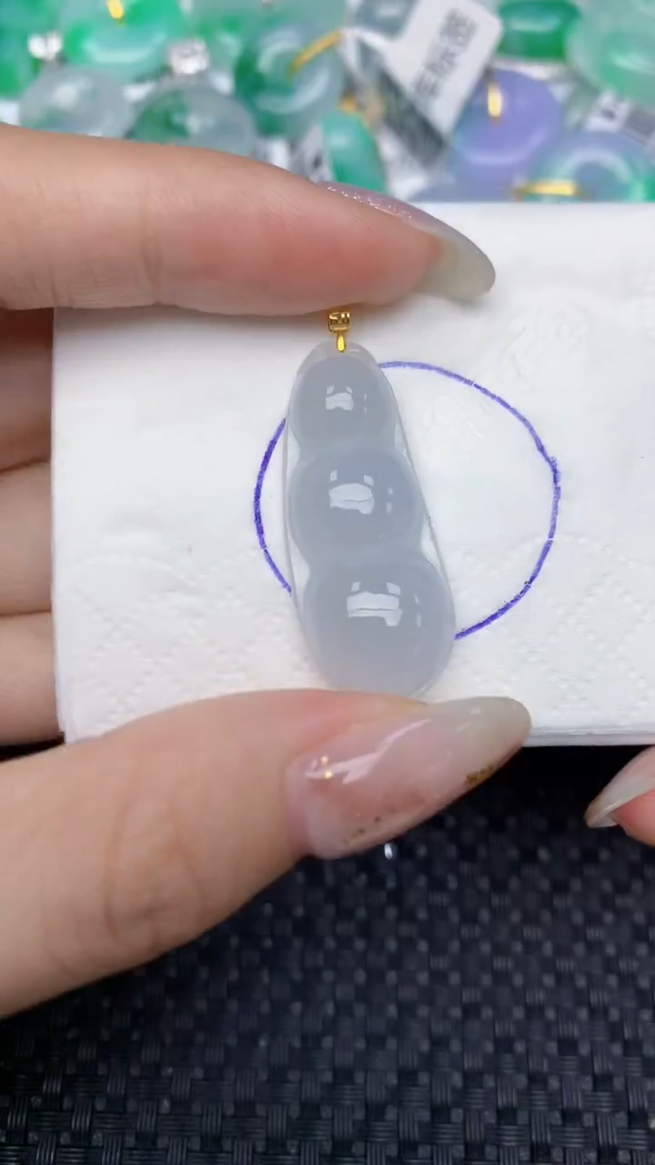 颈饰18K金镶嵌翡翠天然缅甸翡翠a货百元以上9元证书费自理