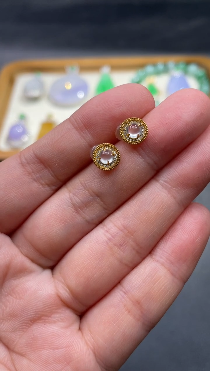 【闪购商品】翡翠耳饰18K金镶嵌89...........