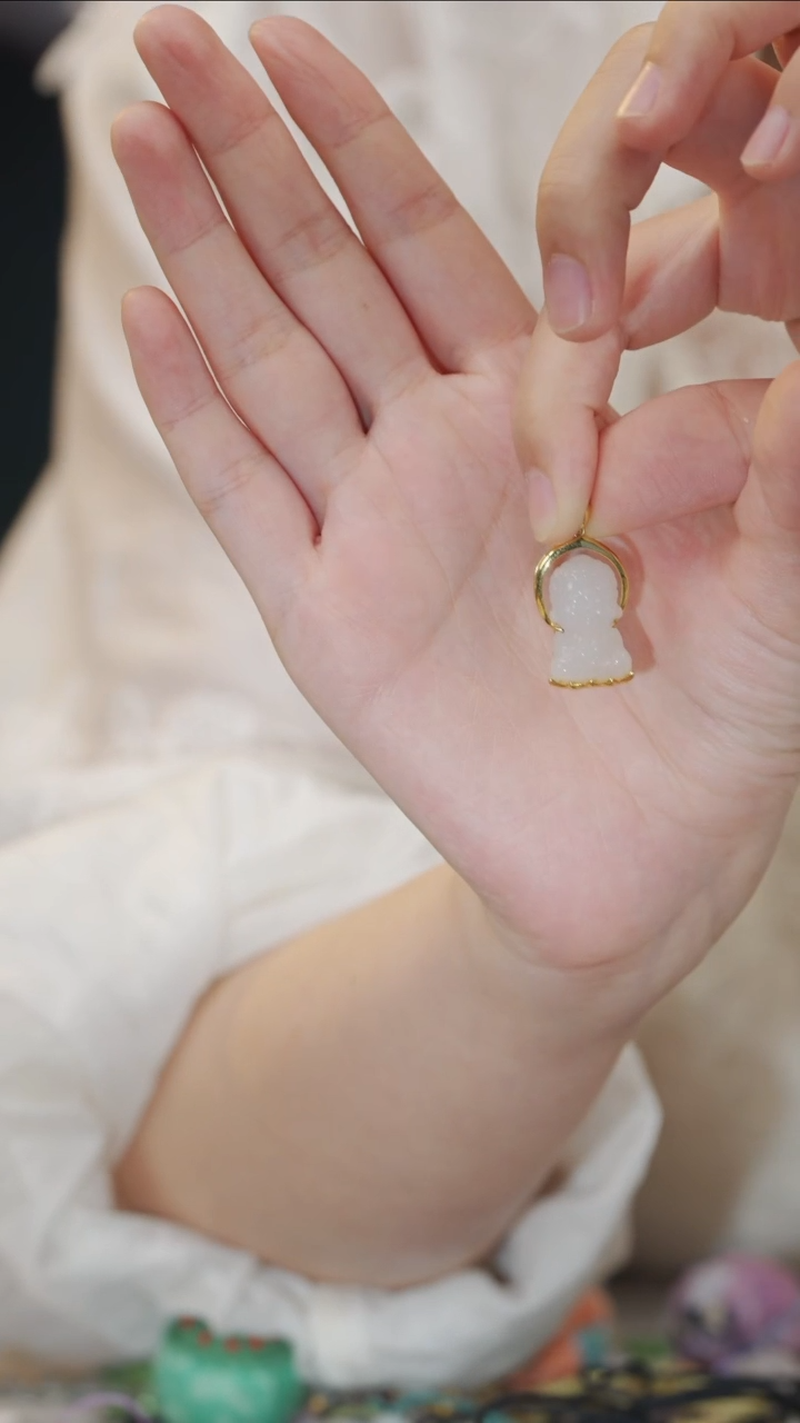 和田玉18K金镶嵌吊坠(不含链)吊坠