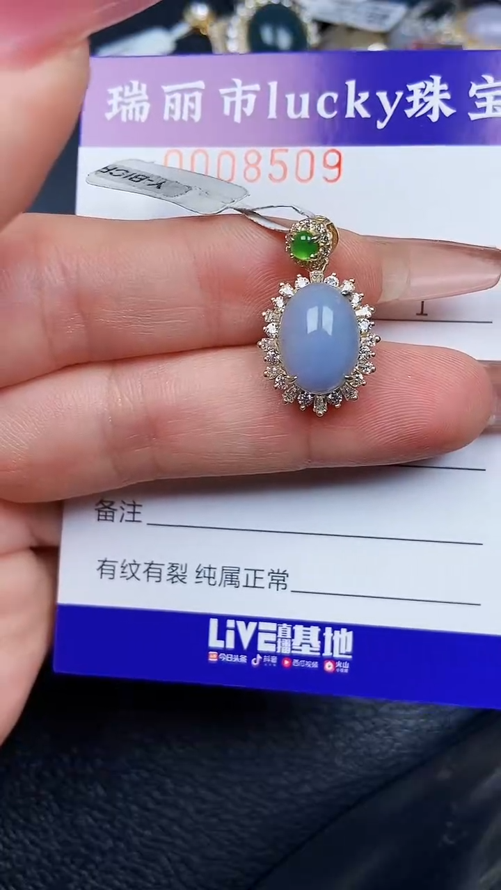 颈饰银S925镶嵌翡翠8509