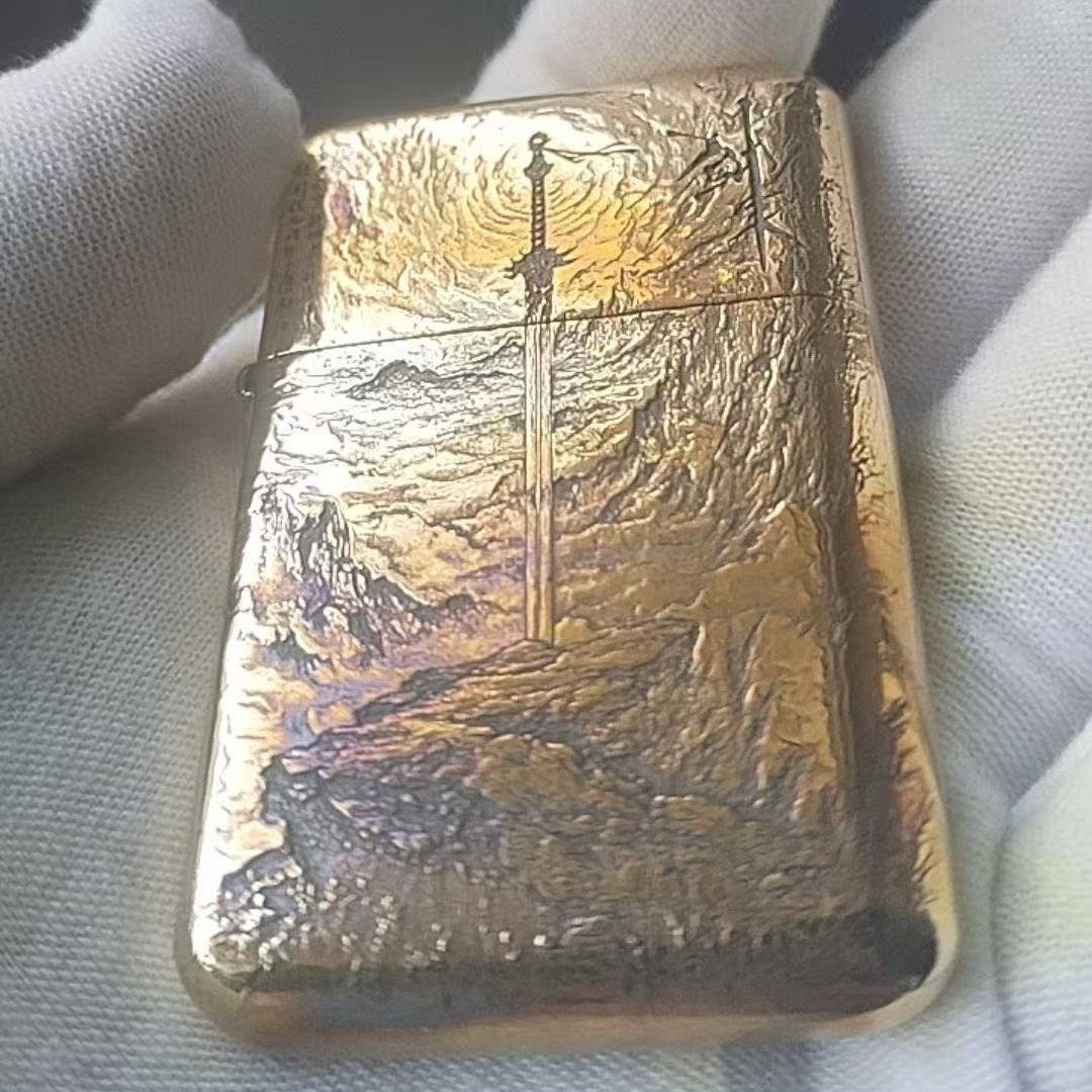 佐罗902s二代黄铜3D立体浮雕剑来防风打火机私人订制高档礼品