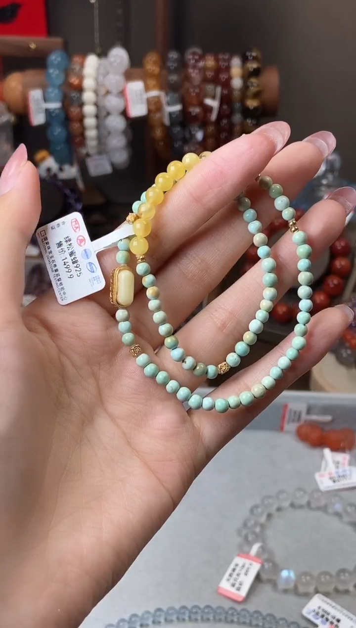 未镶嵌绿松石手链绿松石设计双圈