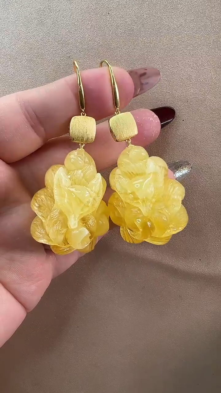 【闪购商品】琥珀耳饰未镶嵌耳环