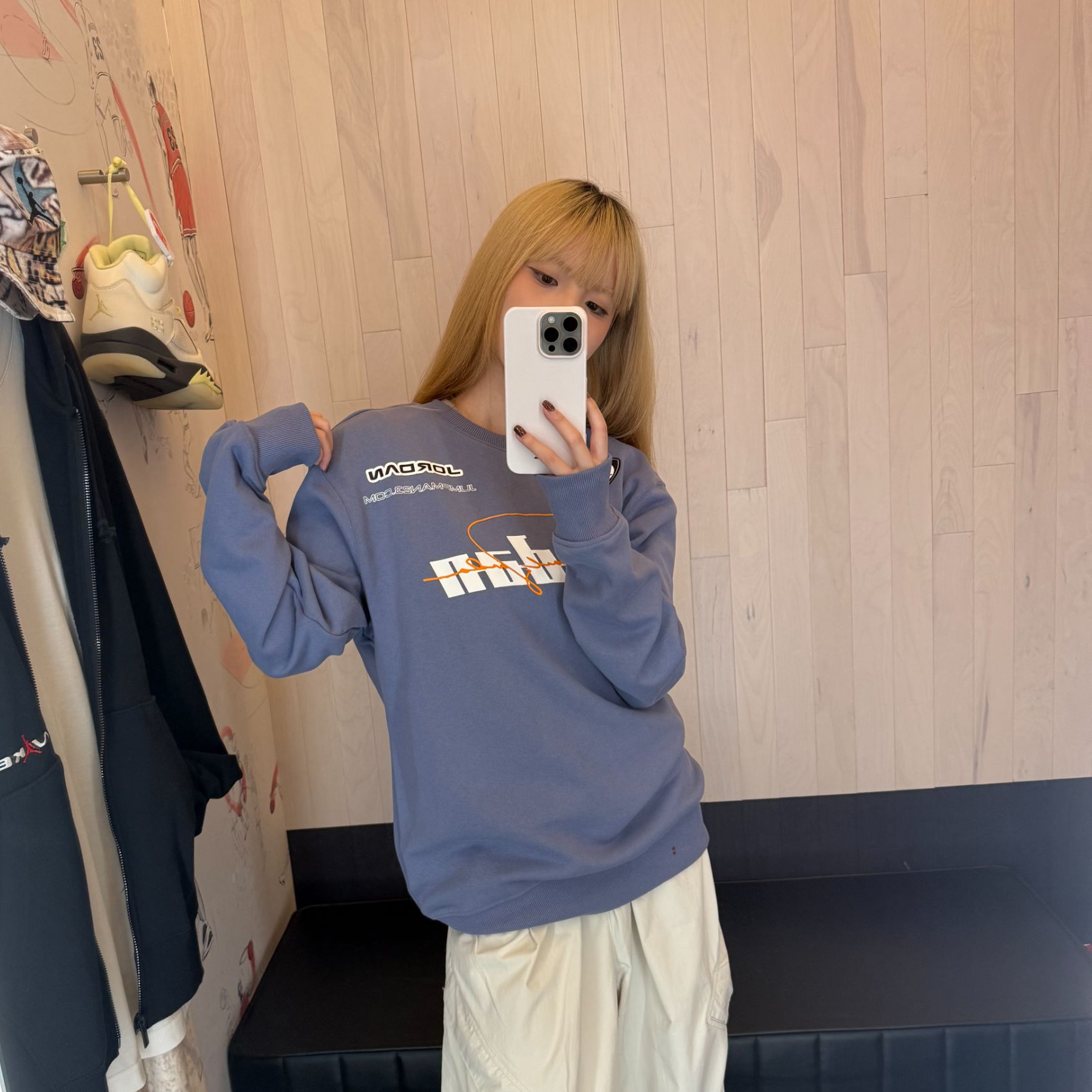 NIKE/耐克JORDAN正品宽松卫衣长袖上衣字母印花蓝落肩IM9710-499