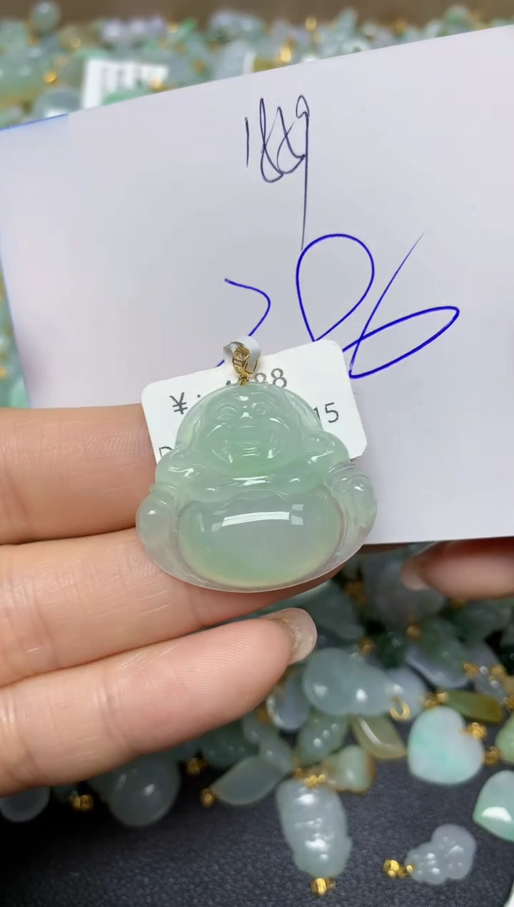 【闪购商品】翡翠挂件18K金镶嵌 天然翡翠A货