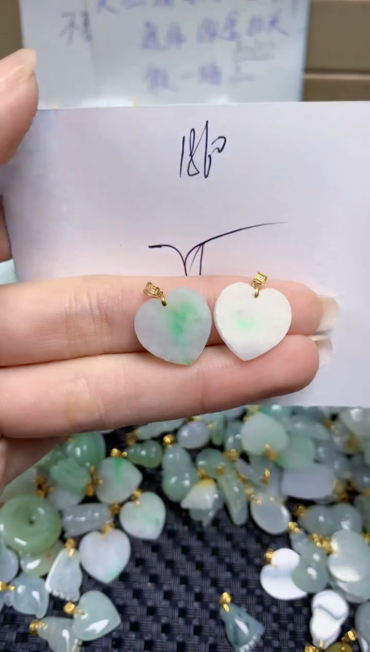 【闪购商品】翡翠颈饰18K金镶嵌天然缅甸A货翡翠