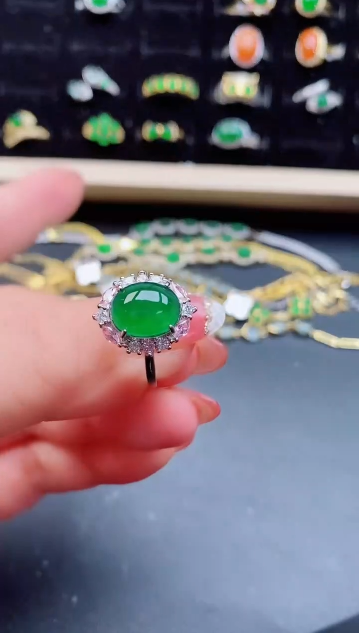 【闪购商品】翡翠戒指银S925镶嵌12121