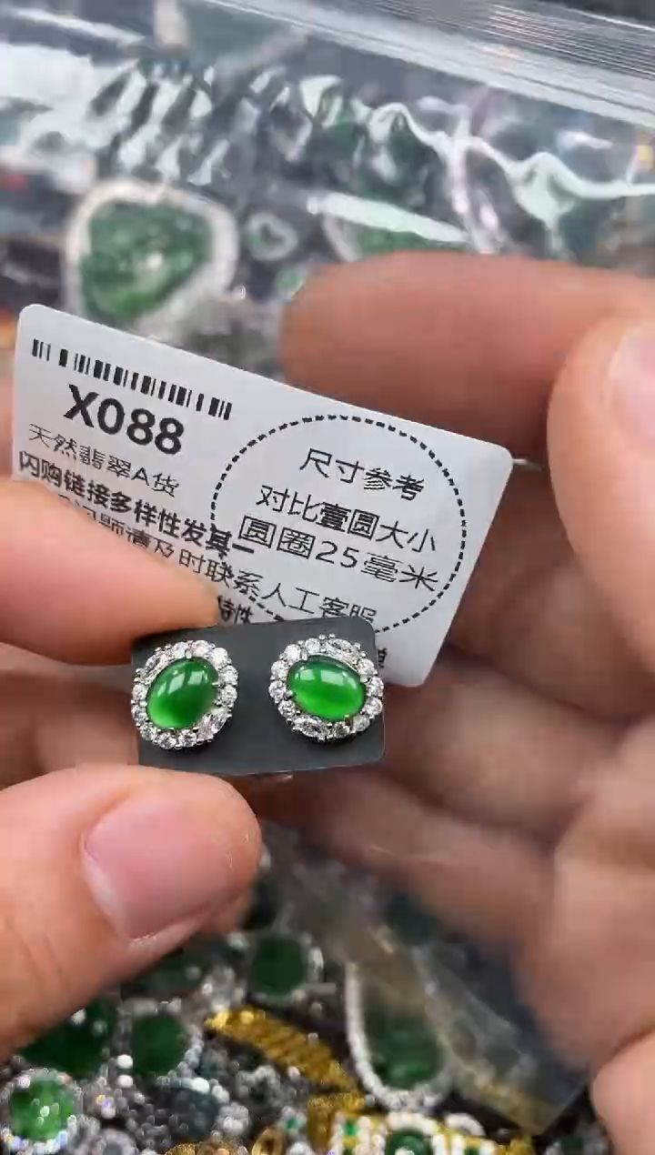 颈饰未镶嵌翡翠X088耳钉