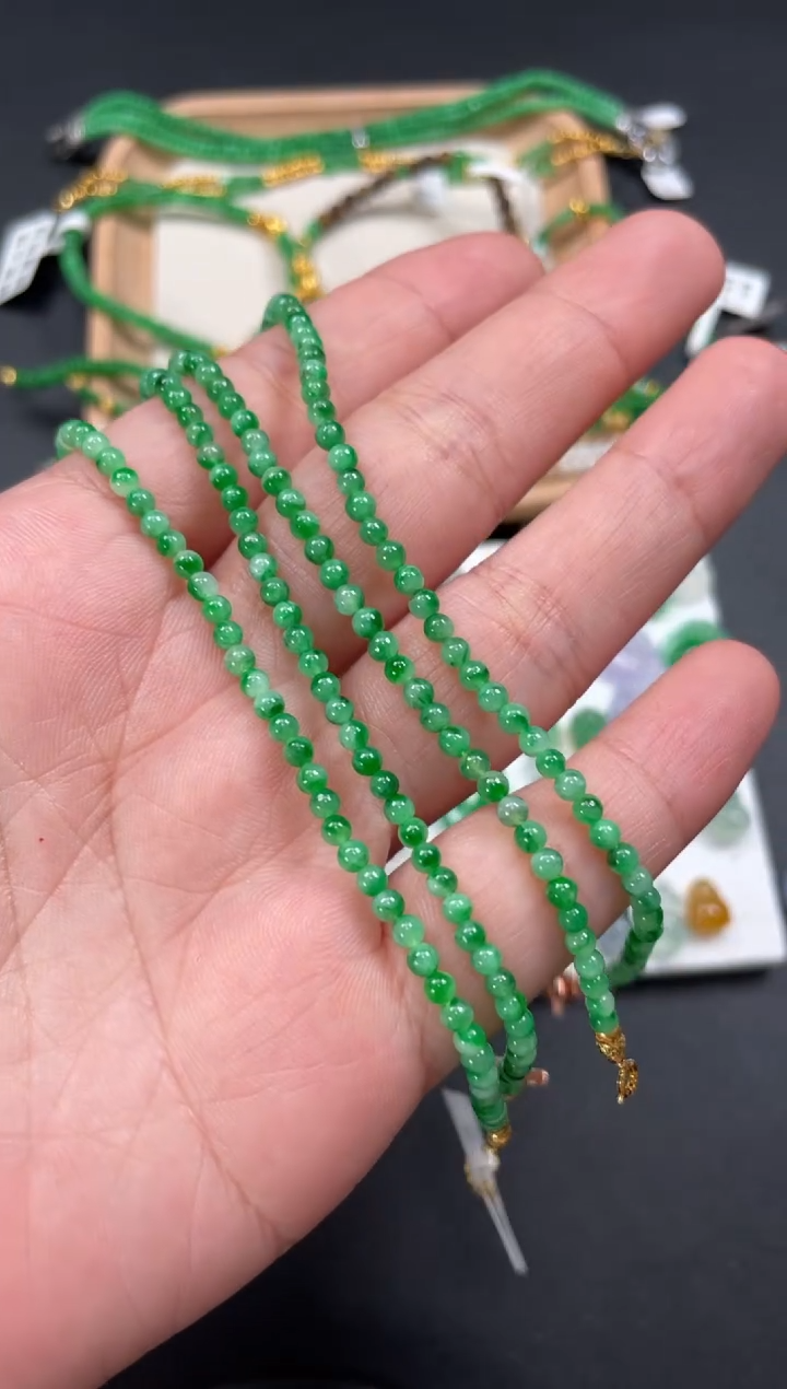 翡翠18K金镶嵌套链多样性  发货一条  P215