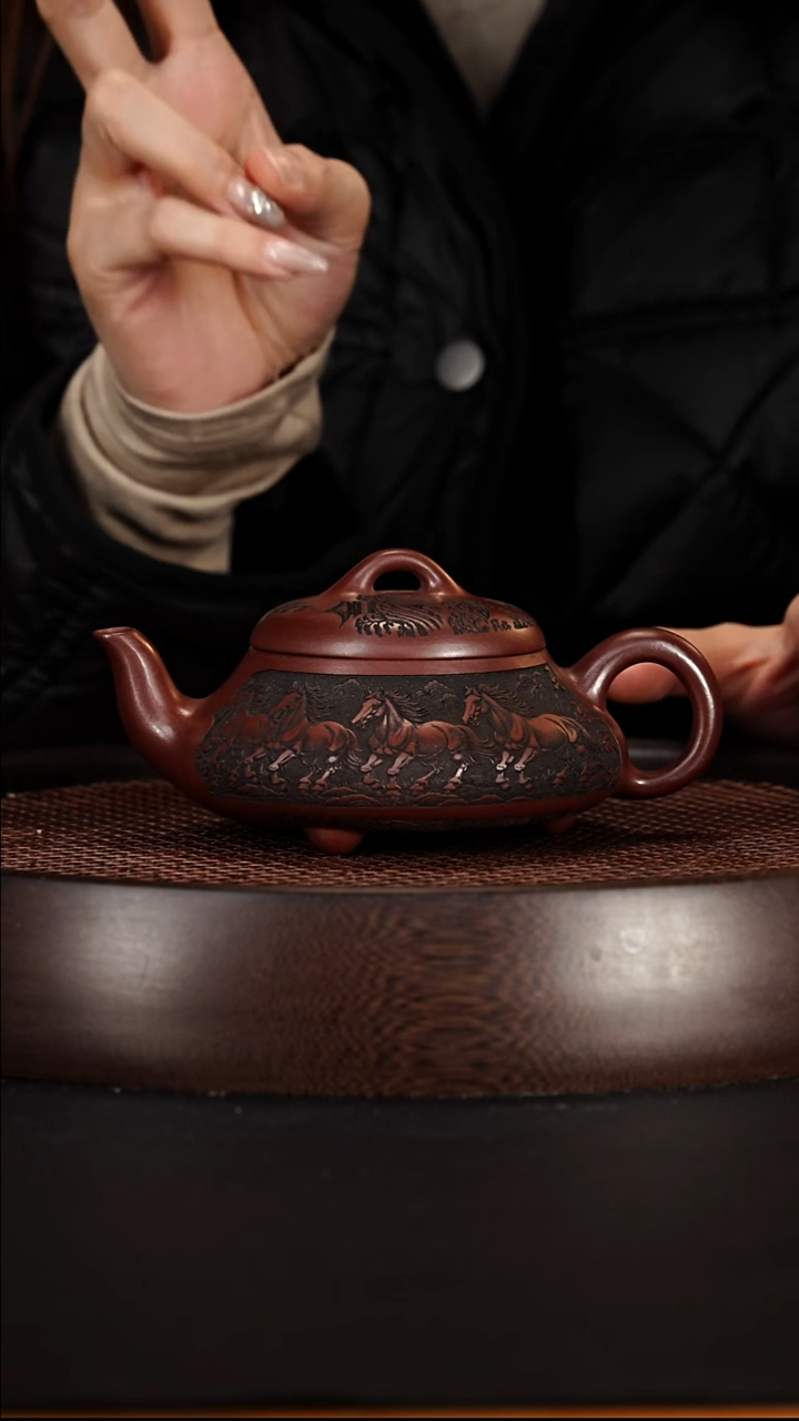 茶壶紫砂宜兴紫砂壶金龙血砂汉棠石瓢260cc