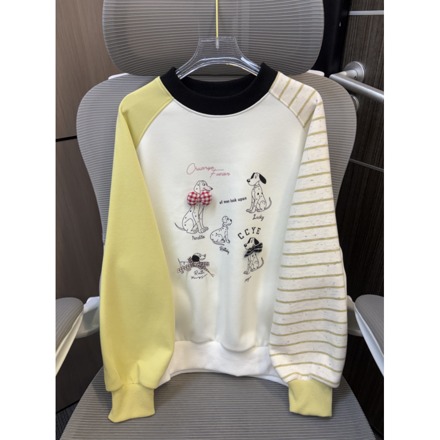 【现货】2025秋不规则撞色插肩圆领女童卫衣 D626 626 W B