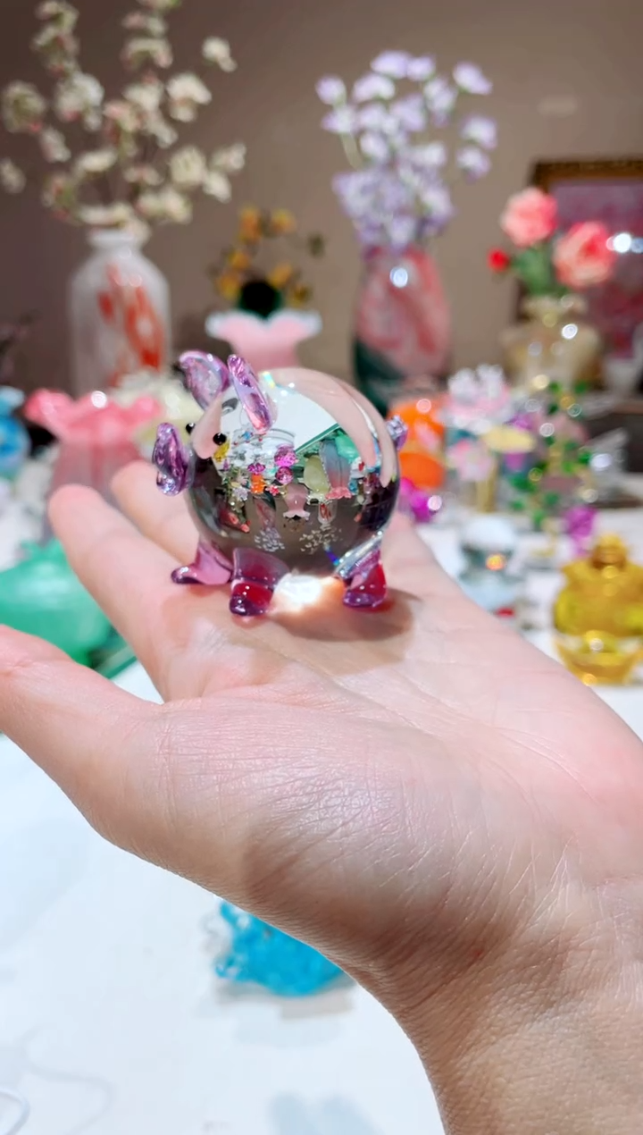 【闪购商品】琉璃手工艺品 紫色 猪