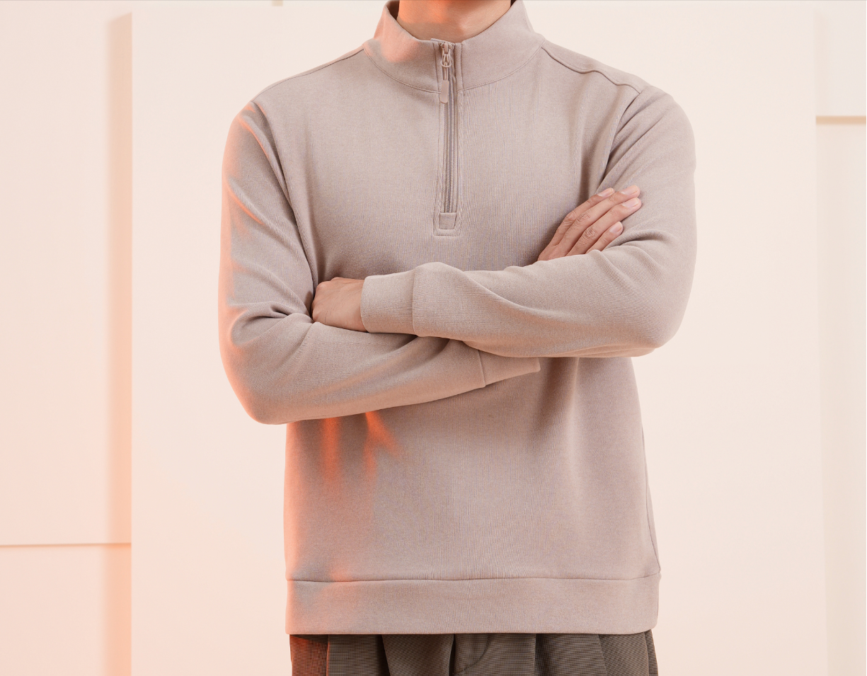 拾光家男款半拉链保暖衣5345