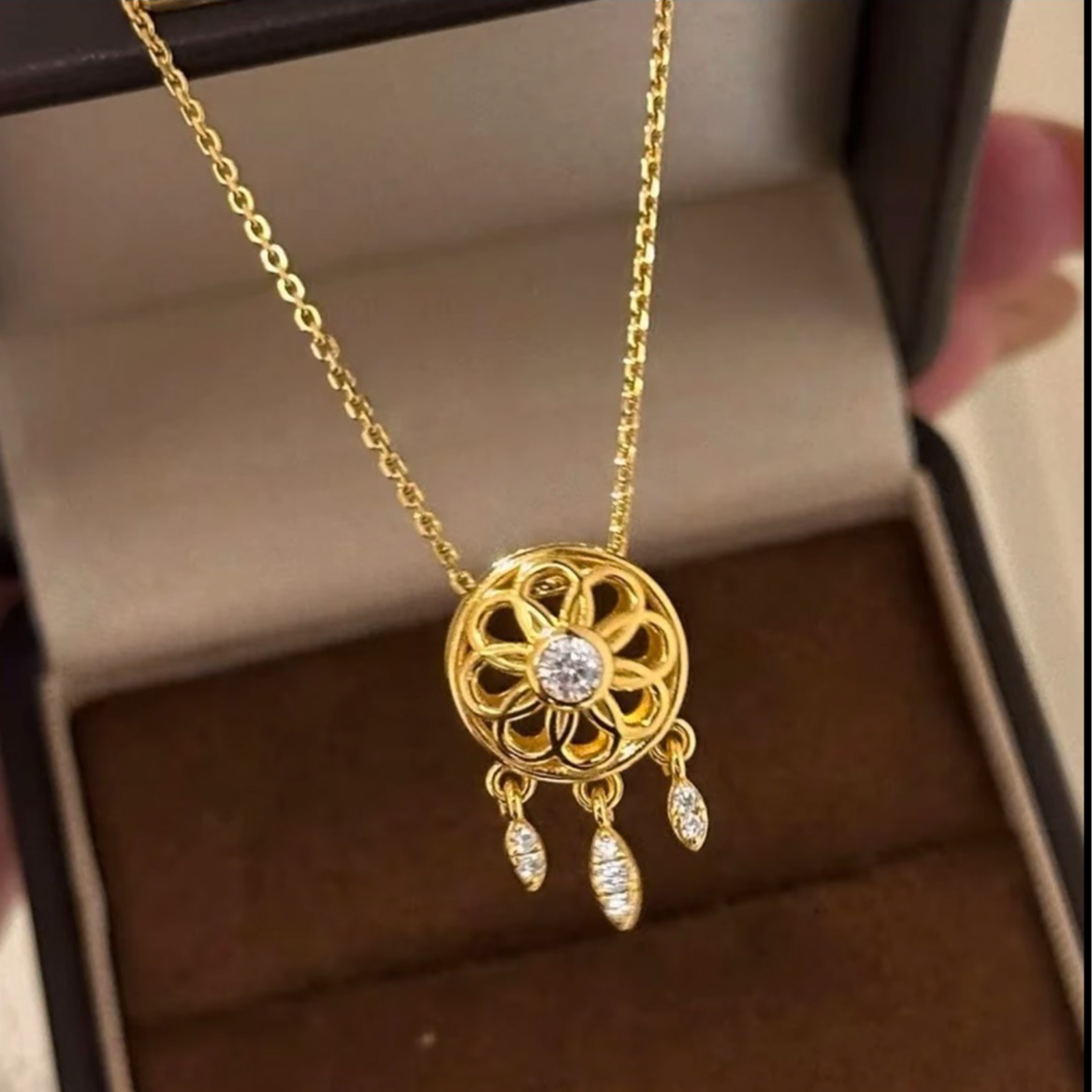项链 黄色 点钻太阳花项链ins A51